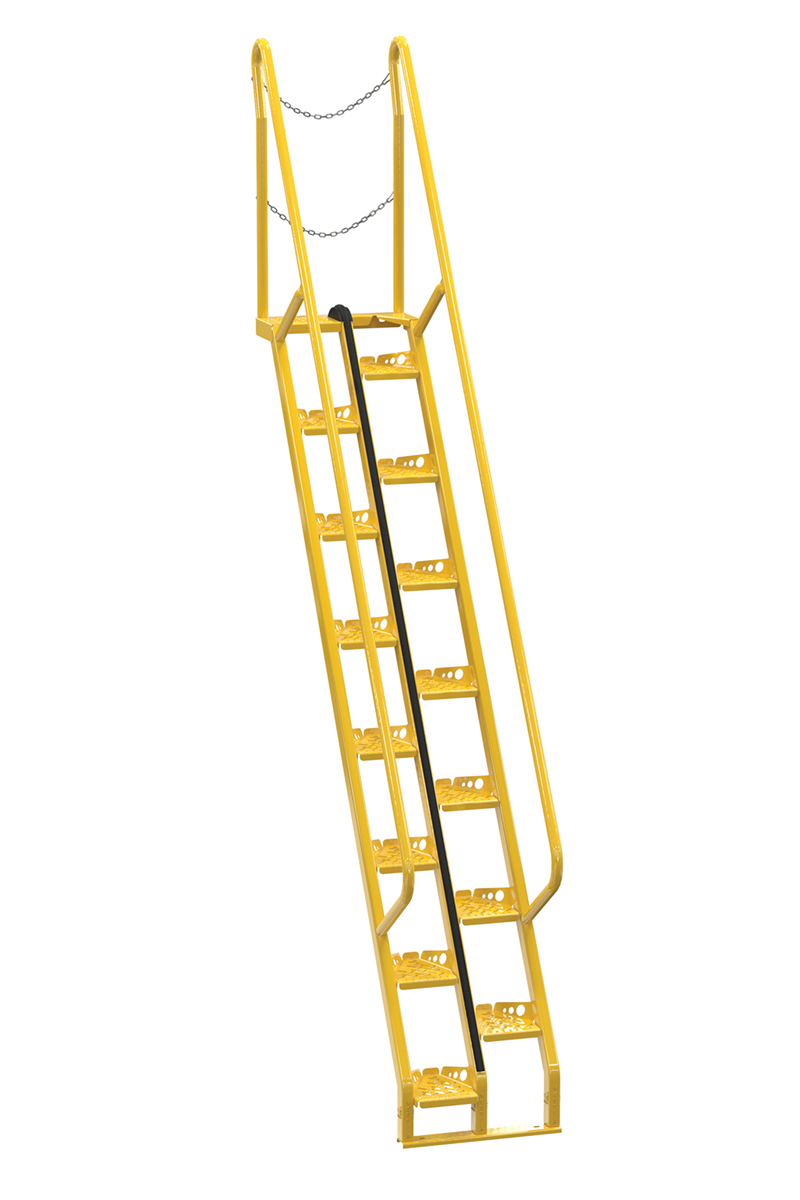 Vestil Steel Alternate Tread Stair - 56 Degrees 81-5/8 In. x 23-1/2 In. x 150-1/4 In. 350 lb - Yellow