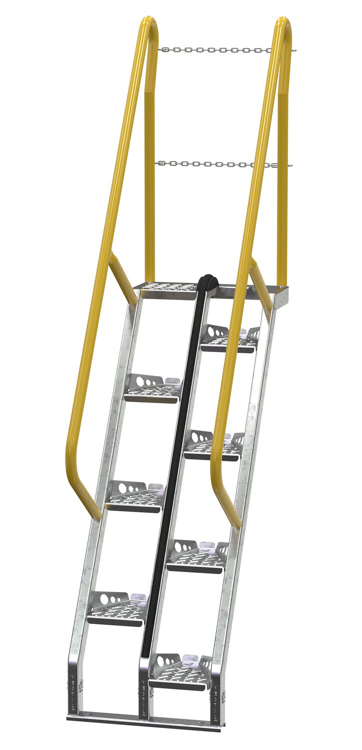 Vestil Galvanized Alternate Tread Stair - 56 Degrees 49-1/4 In. x 23-1/2 In. x 102-7/16 In. 350 lb - Silver
