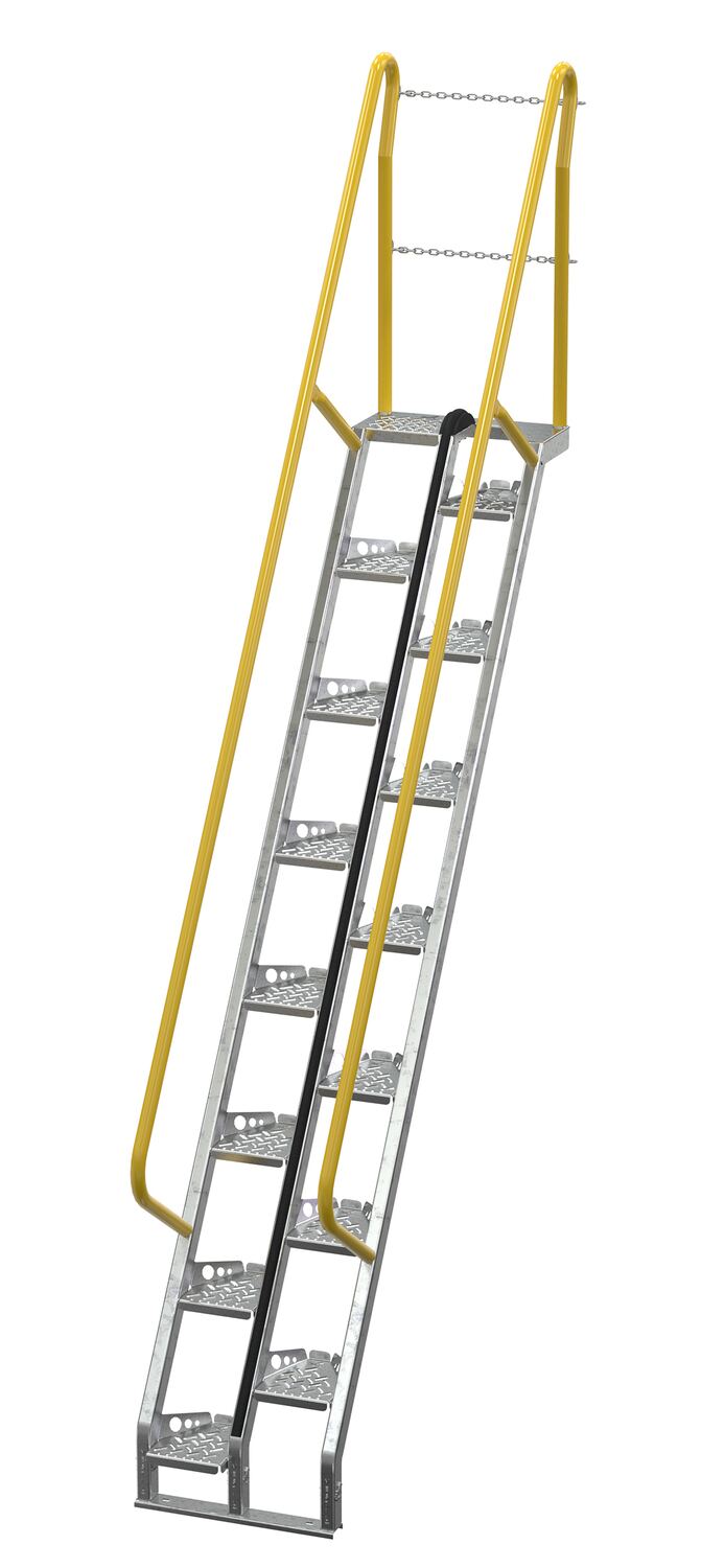 Vestil Galvanized Alternate Tread Stair - 56 Degrees 81-5/8 In. x 23-1/2 In. x 150-1/4 In. 350 lb - Silver