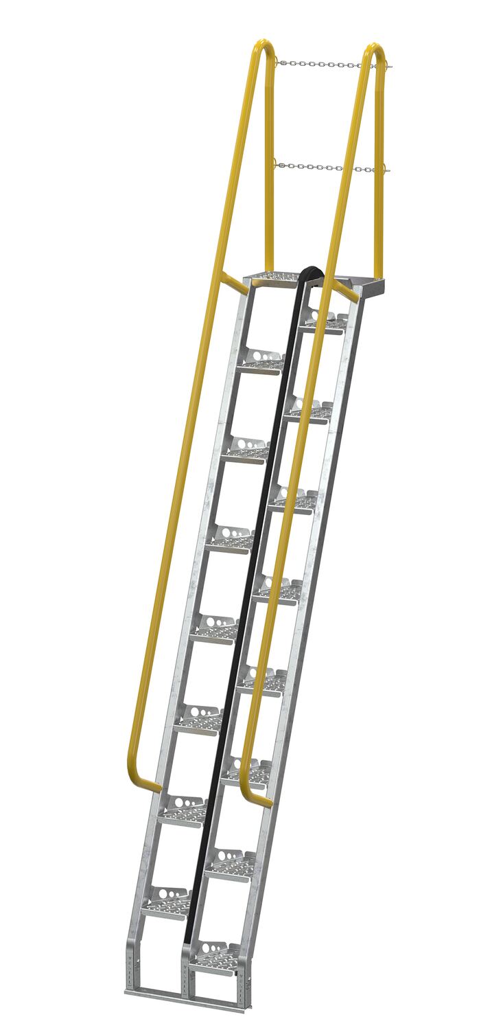 Vestil Galvanized Alternate Tread Stair - 68 Degrees 58-7/8 In. x 23-1/2 In. x 161-7/8 In. 350 lb - Silver