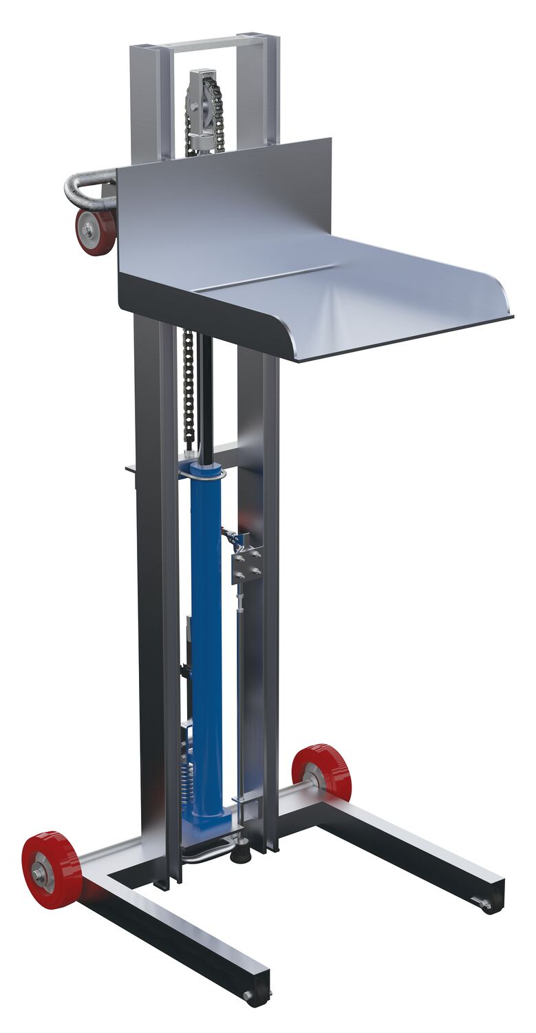 Vestil Aluminum Low Profile Lite Load Lift With Foot Pump Fixed Wheels and Manual Floor Lock - 20 In. x 20 In. Platform 400 lb - Silver