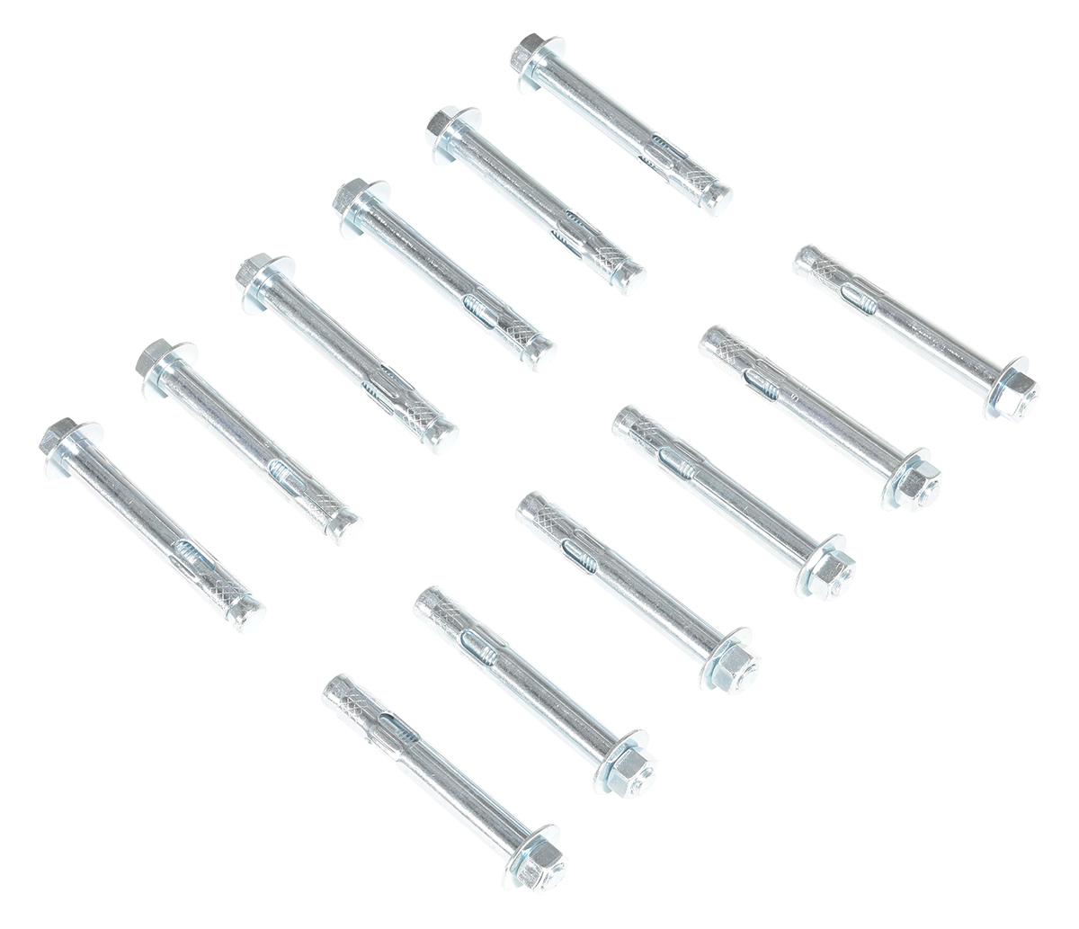 Vestil Steel Concrete Sleeve Anchor Bolts - 12 Pack 5/8 In. x 4 In. - Silver