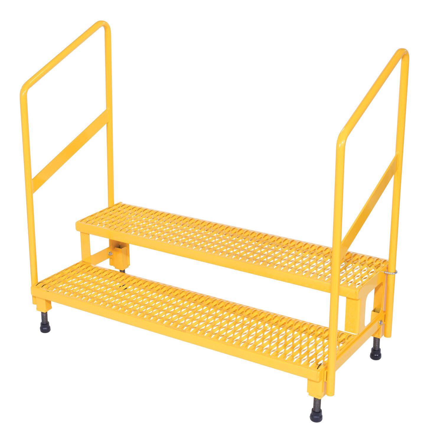 Vestil Steel Adjustable Step Mate Stand 2 Step with Handrails - 22-7/8 In. x 50-1/2 In. x 43-1/8 In. 500 lb - Yellow