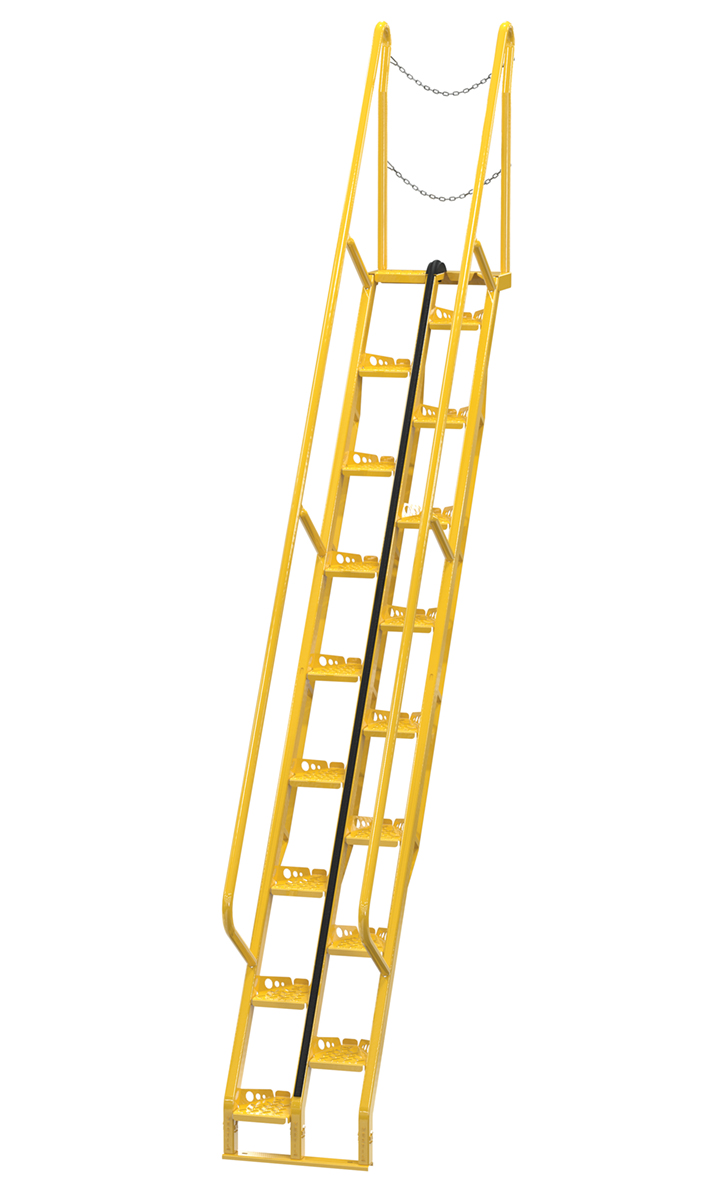 Vestil Steel Alternate Tread Stair - 56 Degrees 97-1/2 In. x 23-1/2 In. x 174-1/8 In. 350 lb - Yellow