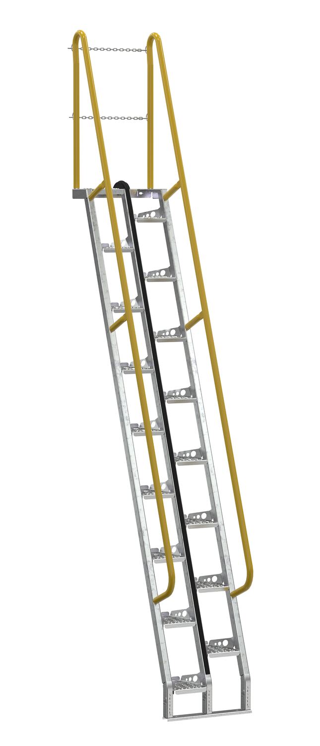 Vestil Galvanized Alternate Tread Stair - 68 Degrees 63-1/2 In. x 23-1/2 In. x 173-5/8 In. 350 lb - Silver