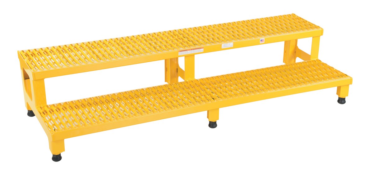 Vestil Steel Adjustable Step Mate Stand - 2 Step 22-7/8 In. x 59-3/4 In. x 15-1/4 In. 500 lb - Yellow