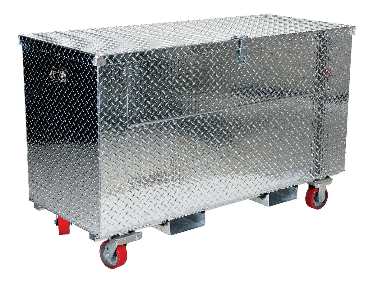 Vestil Aluminum Portable Tool Box with Fold Down Front Door with Casters and Fork Pockets - 24-3/4 In. x 48-3/4 In. x 44-5/16 In. 2500 lb - Silver
