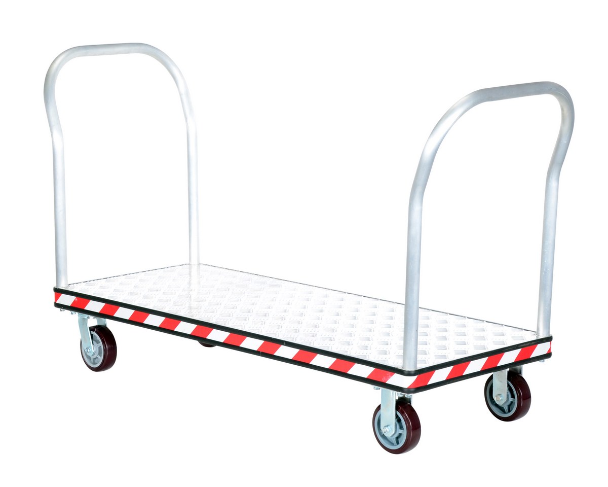 Vestil Aluminum Heavy Duty Dual Handle Tread Plate Platform Truck - 24 In. x 60 In. 3600 lb - Silver