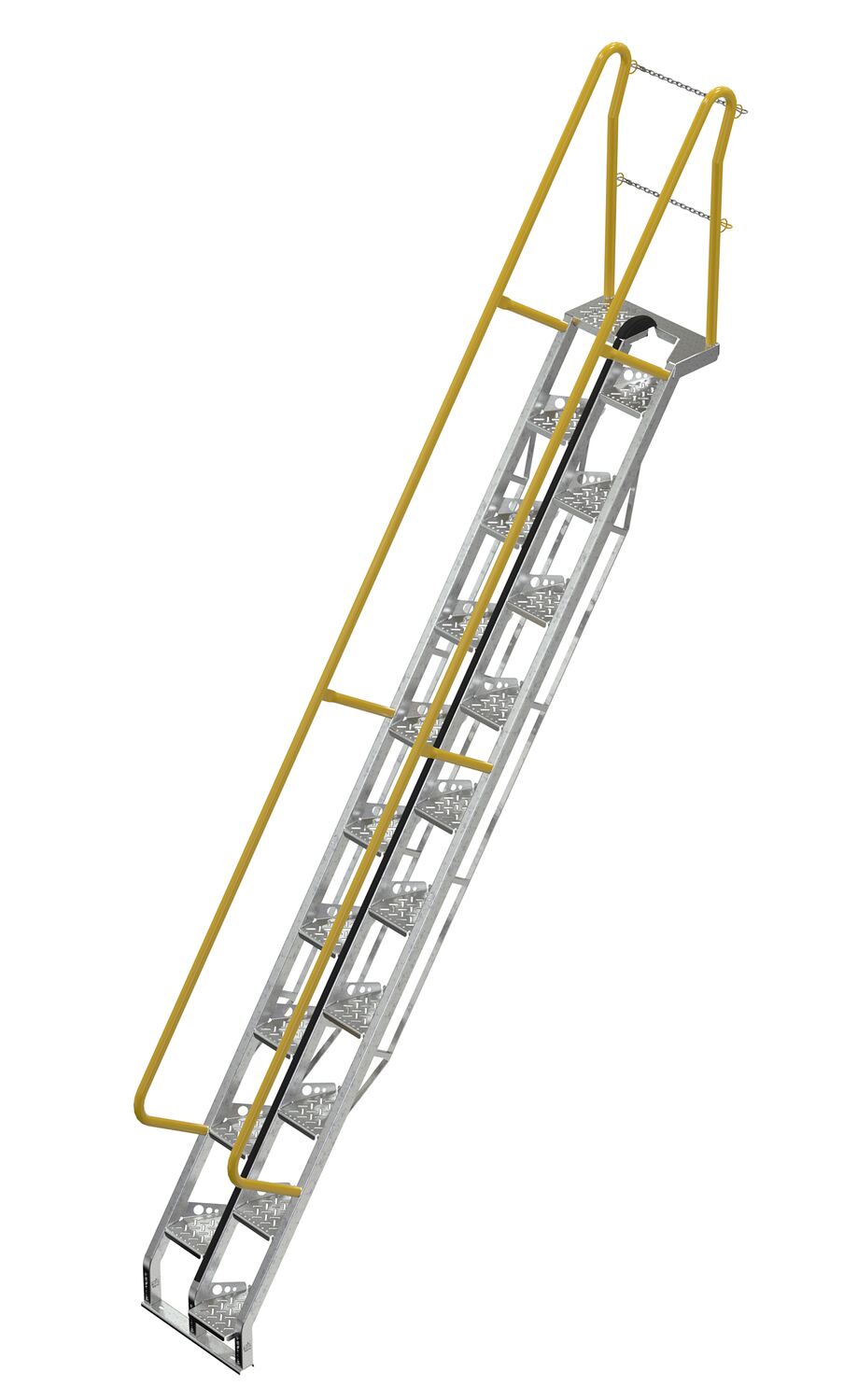 Vestil Galvanized Alternate Tread Stair - 56 Degrees 106 In. x 23-1/2 In. x 186-1/8 In. 350 lb - Silver