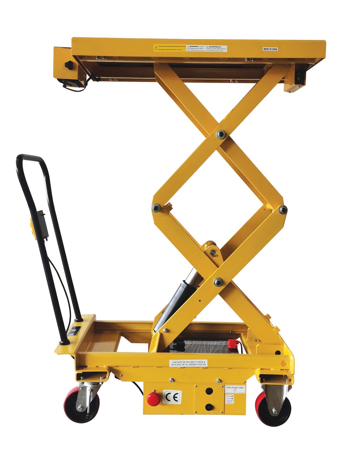 Vestil Steel Hydraulic Scissor Cart DC Powered With Scale - 20-1/2 In. x 39-3/4 In. 1,000 lb - Yellow