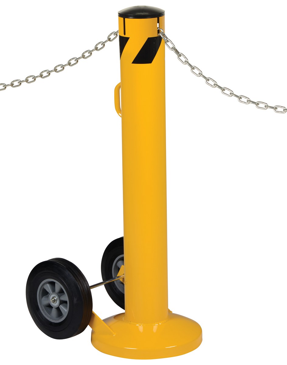 Vestil Steel Movable Bollard with Wheels, Removable Plastic Cap and Slots - 42 In. x 5-1/2 In. - Yellow