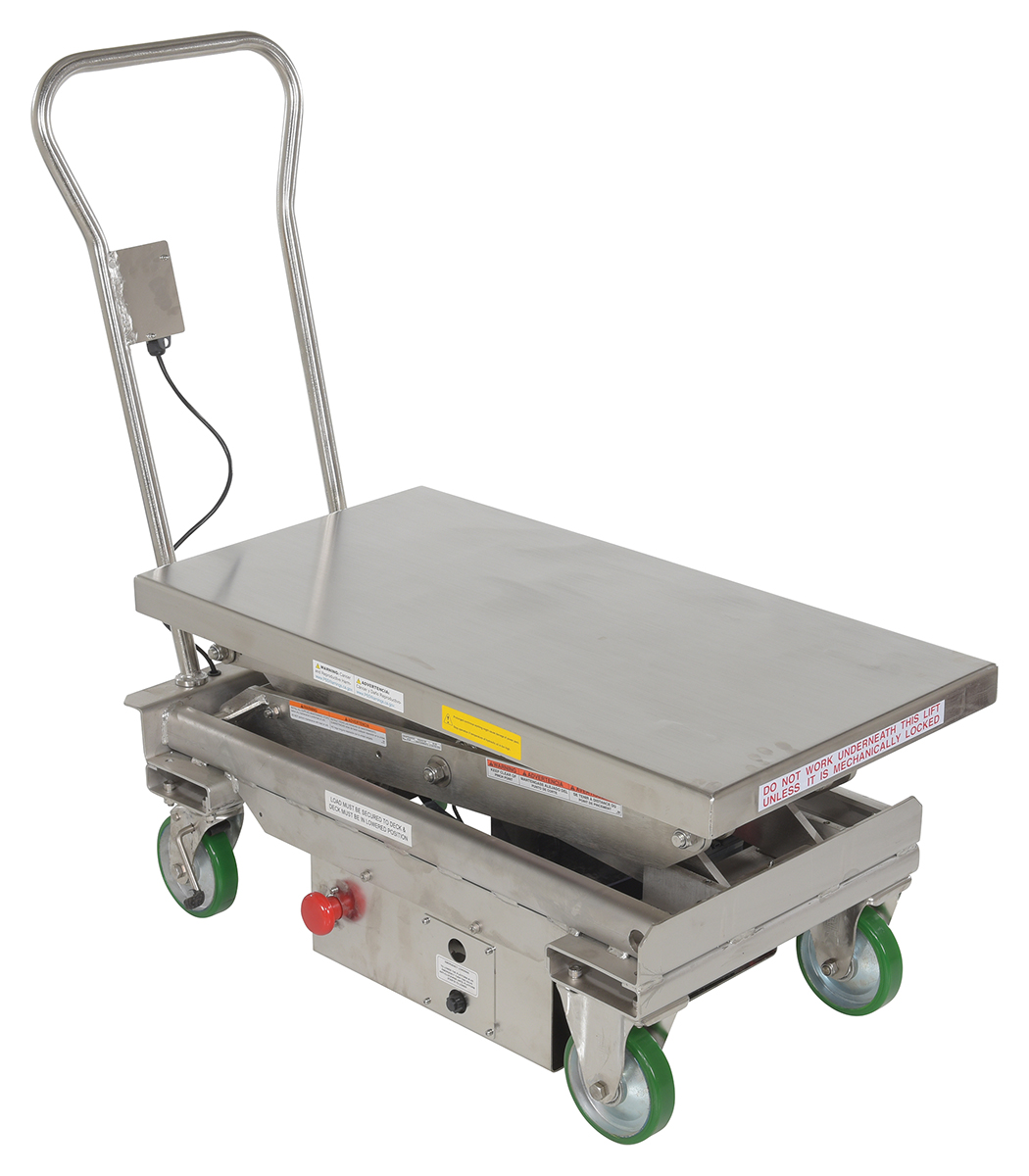 Vestil Stainless Steel 12V DC Double Cart - 20-1/2 In. x 39-3/4 In. 1000 lb - Silver