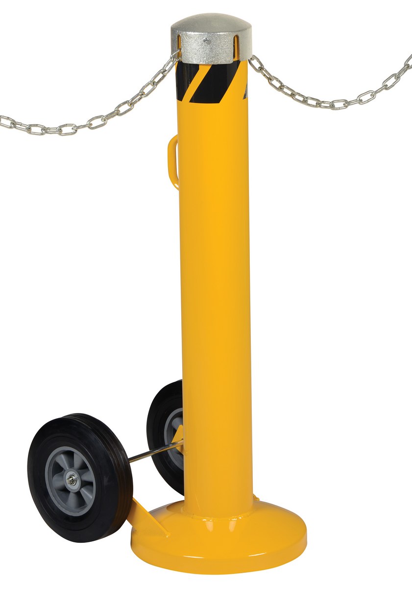 Vestil Steel Movable Bollard with Wheels, Removable Bolt-On Steel Cap and Slots - 42 In. x 5-1/2 In. - Yellow
