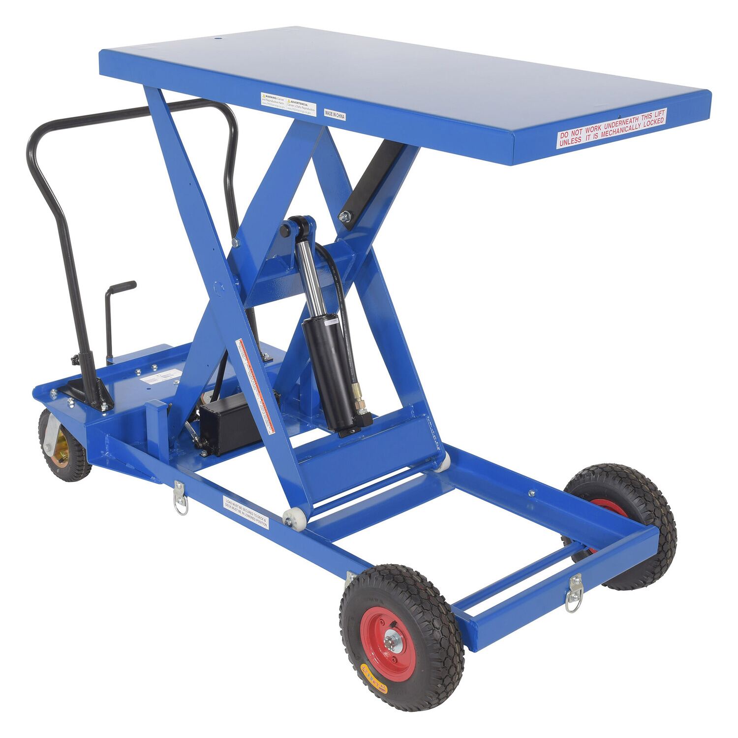 Vestil Steel Rough Terrain Elevating Cart - 24 In. x 48 In. 1000 lb - Blue