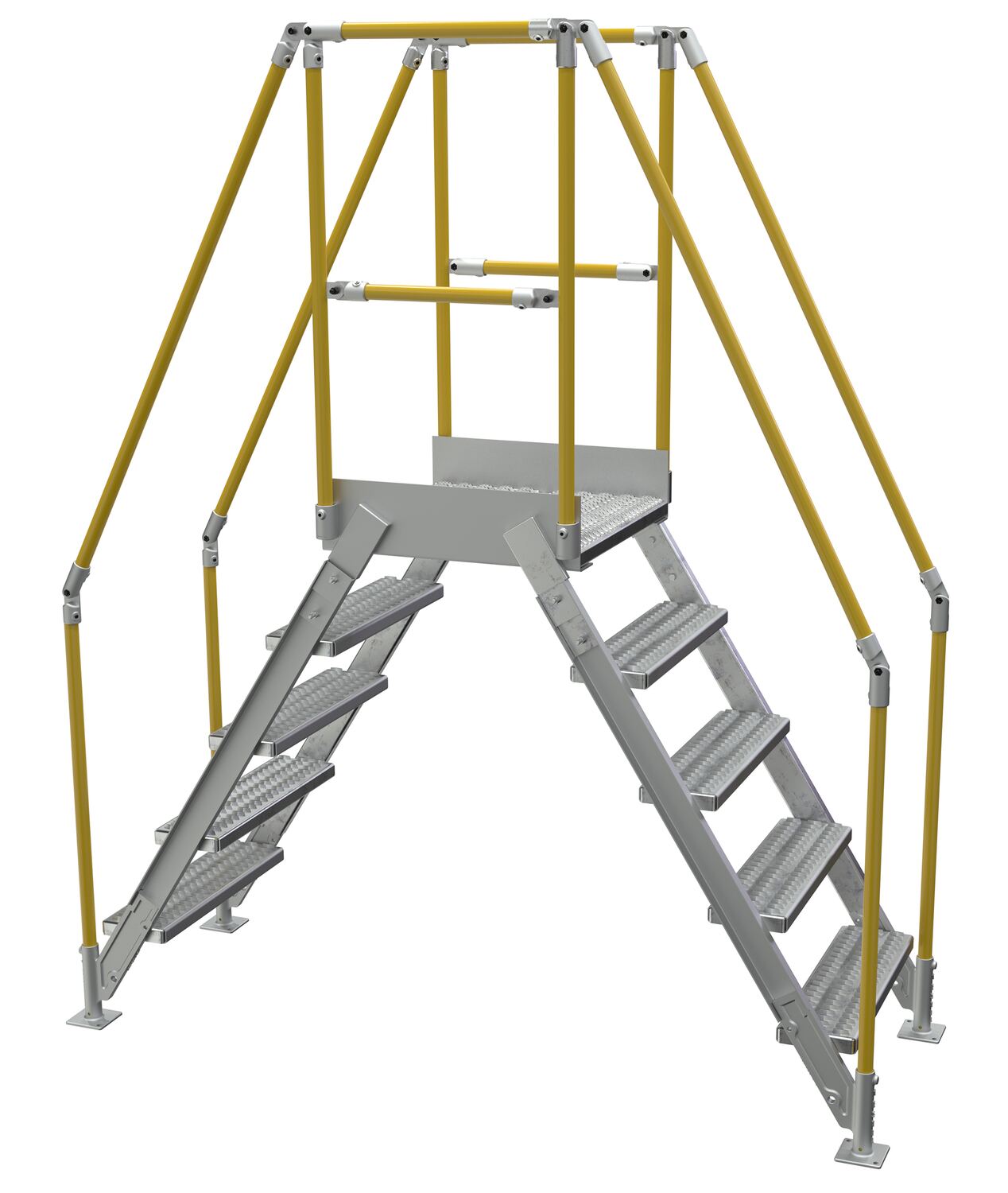Vestil Aluminum Crossover Ladder 5 Step - 24 x 29-1/8 In. Platform 500 lb - Silver
