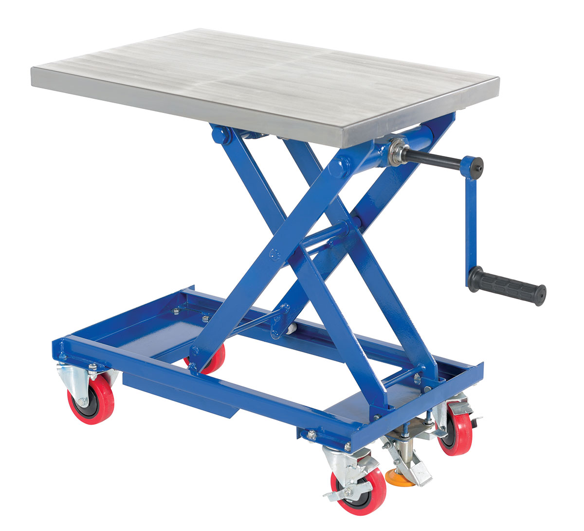Vestil Steel Mechanical Scissor Cart with Hand Crank - 17-3/4 In. x 27-1/2 In. 330 lb - Blue/Silver
