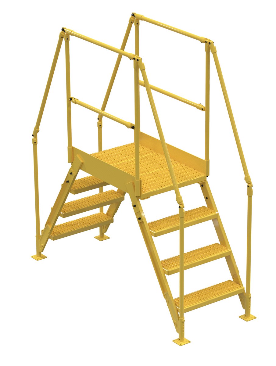 Vestil Steel Crossover Ladder - 4 Step 23-1/2 In. x 24 In. 500 lb - Yellow