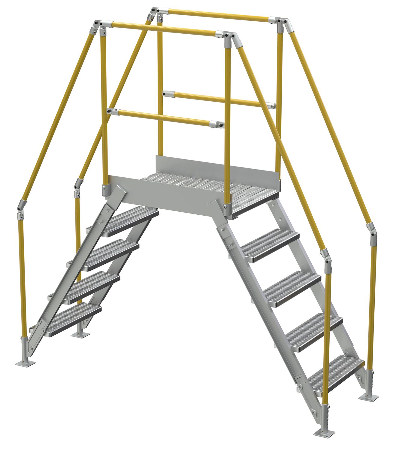 Vestil Aluminum Crossover Ladder 5 Step - 36 x 29-1/8 In. Platform 500 lb - Silver