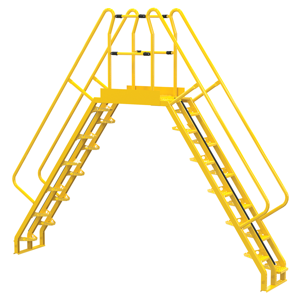 Vestil Steel Alternating Crossover Ladder 24 Step - 56 Degrees 147 In. x 127 In. 350 lb - Yellow