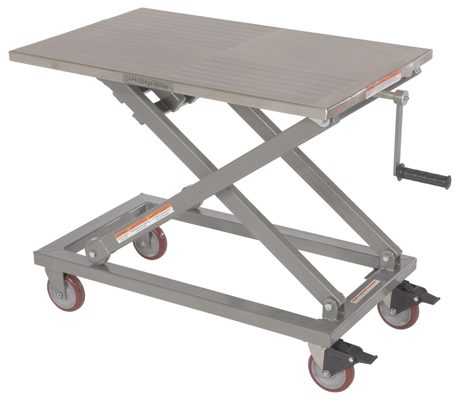 Vestil Partial Stainless Steel Mechanical Scissor Cart - 37 In. x 23-1/2 In. 660 lb - Blue/Silver