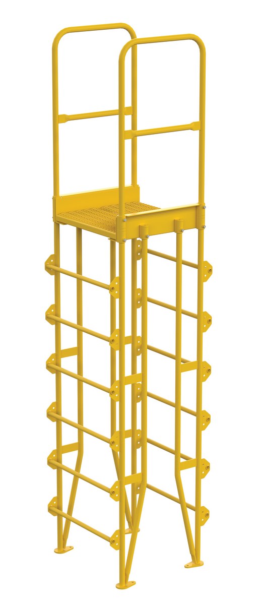 Vestil Steel Vertical Crossover Ladder - 7 Step 8 In. Width 500 lb - Yellow