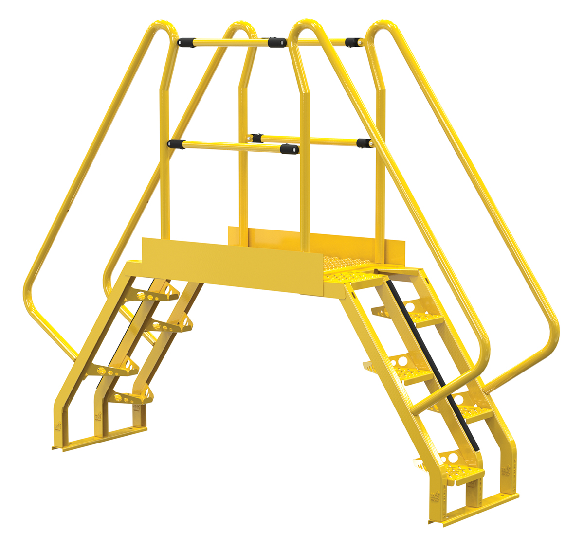 Vestil Steel Alternating Crossover Ladder 10 Step - 56 Degrees 103 In. x 81 In. 350 lb - Yellow