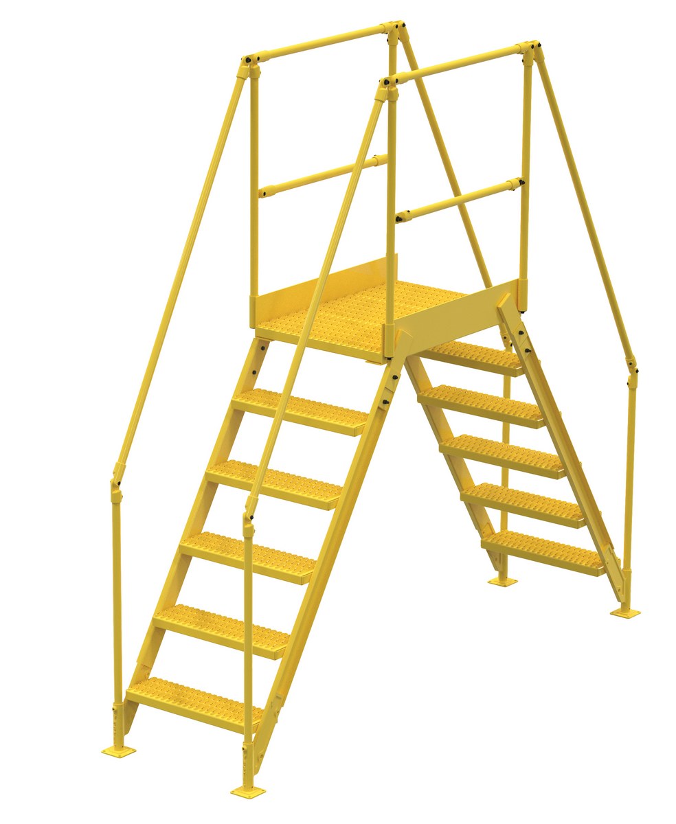 Vestil Steel Crossover Ladder - 6 Step 23.5 In. x 36 In. 500 lb - Yellow