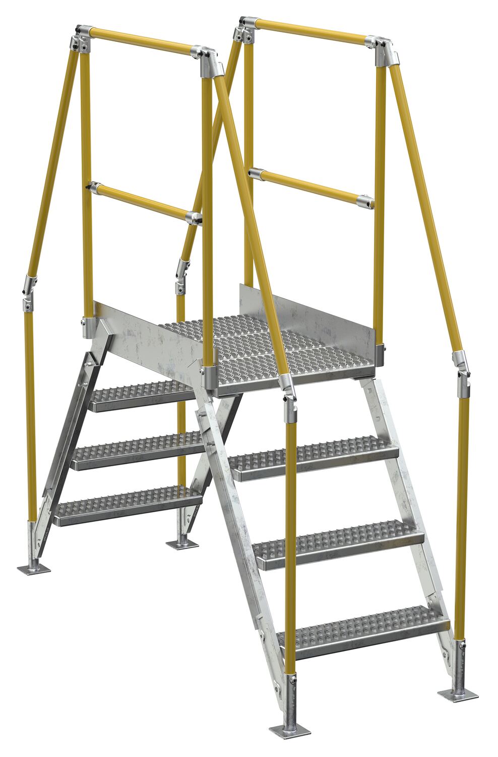 Vestil Galvanized Steel Crossover Ladder - 4 Step 23-1/2 In. x 36 In. 500 lb - Silver