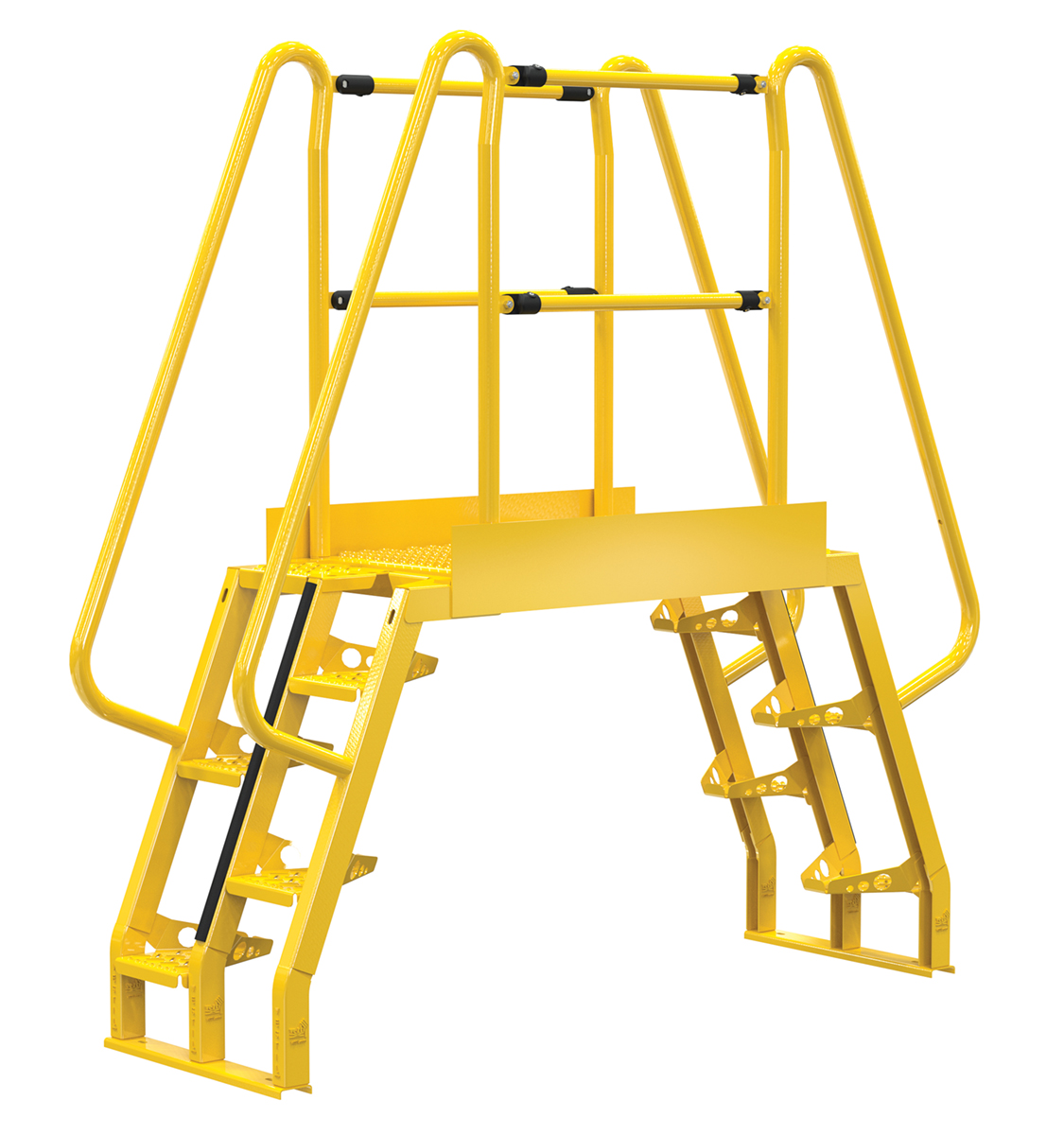 Vestil Steel Alternating Crossover Ladder 10 Step - 68 Degrees 80 In. x 80 In. 350 lb - Yellow