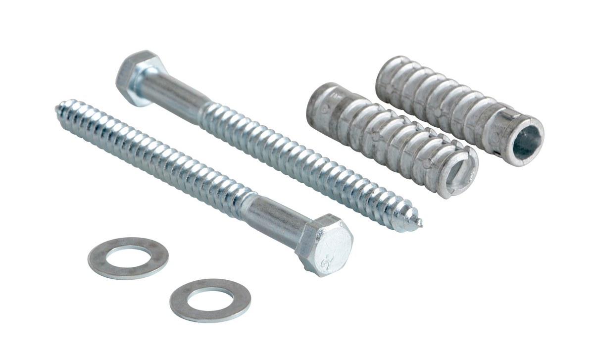 Vestil Steel - Q195 Concrete Car Stop Hardware Kit 2 Pack - Silver