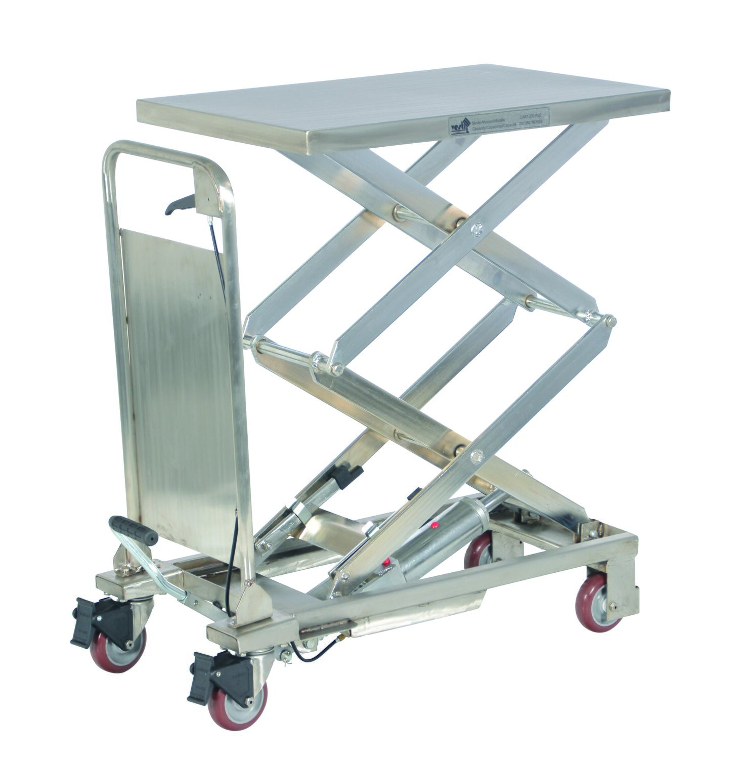 Vestil Partially Stainless Steel Double Scissor Steel Cart with Foot Pump - 17-1/2 In. x 27 In. 220 lb - Silver