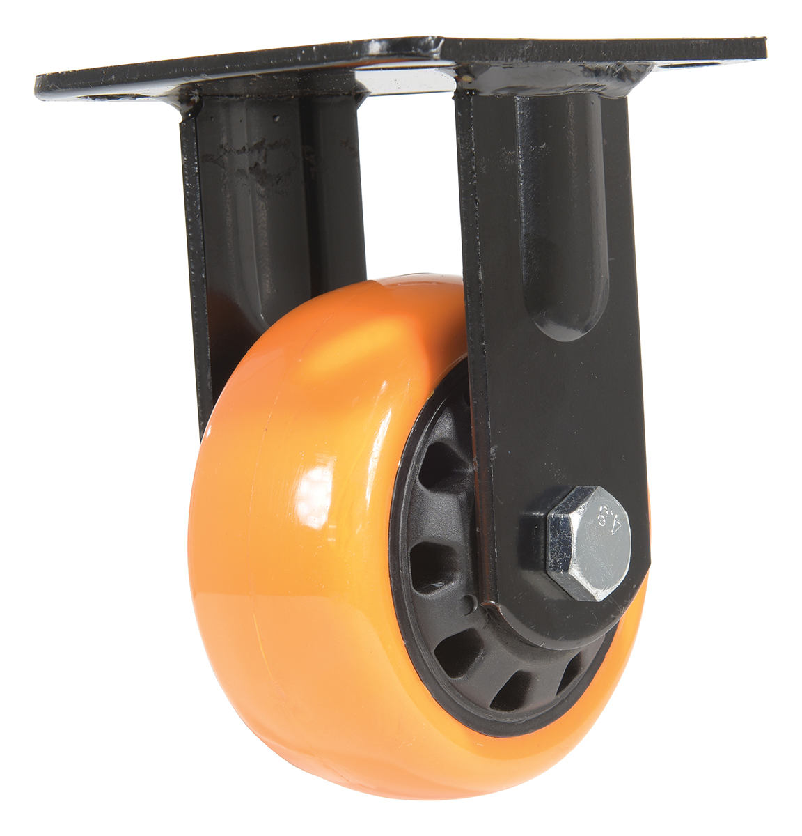 Vestil Polyurethane Rigid Caster - 4 In. Diameter x 2 In. Width 594 lb - Orange/Black