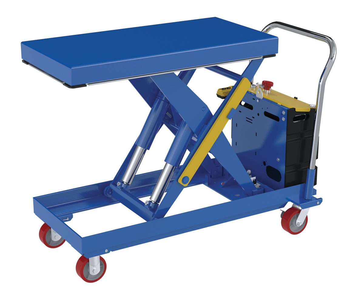 Vestil Steel 12V DC Hydraulic Elevating Cart - 20 In. x 40 In. 2500 lb - Blue