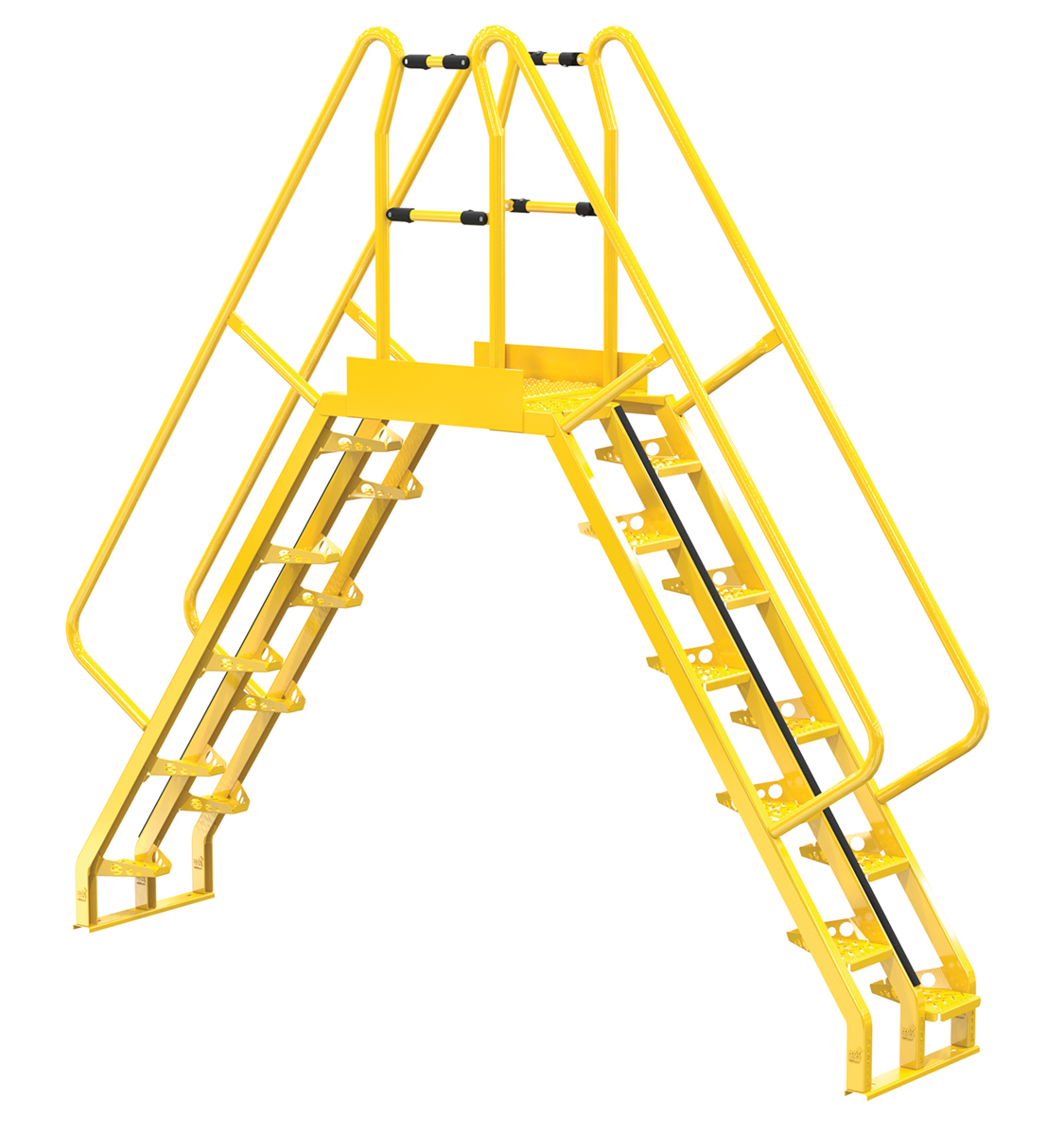 Vestil Steel Alternating Crossover Ladder 20 Step - 56 Degrees 122 In. x 115 In. 350 lb - Yellow