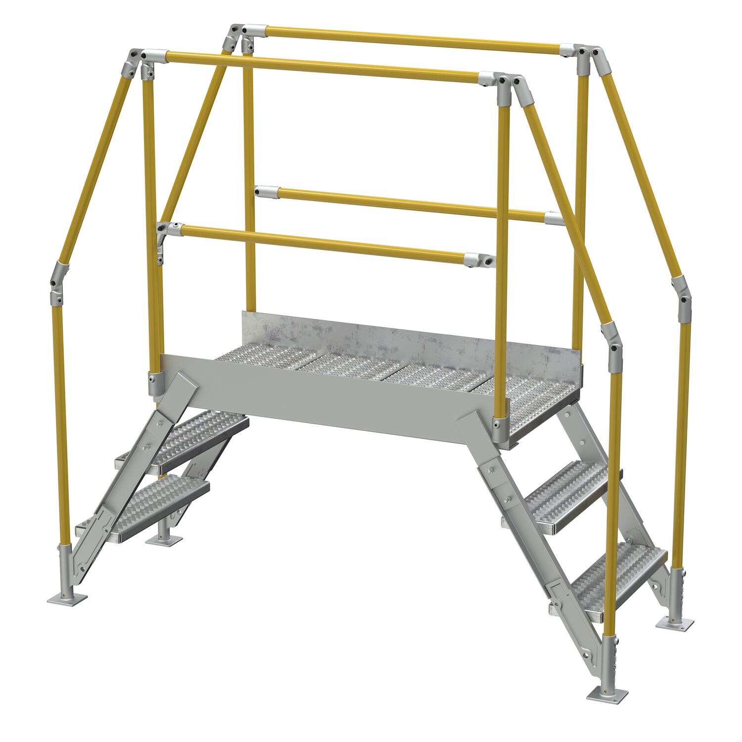 Vestil Aluminum Crossover Ladder 3 Step - 48 x 29-1/8 In. Platform 500 lb - Silver