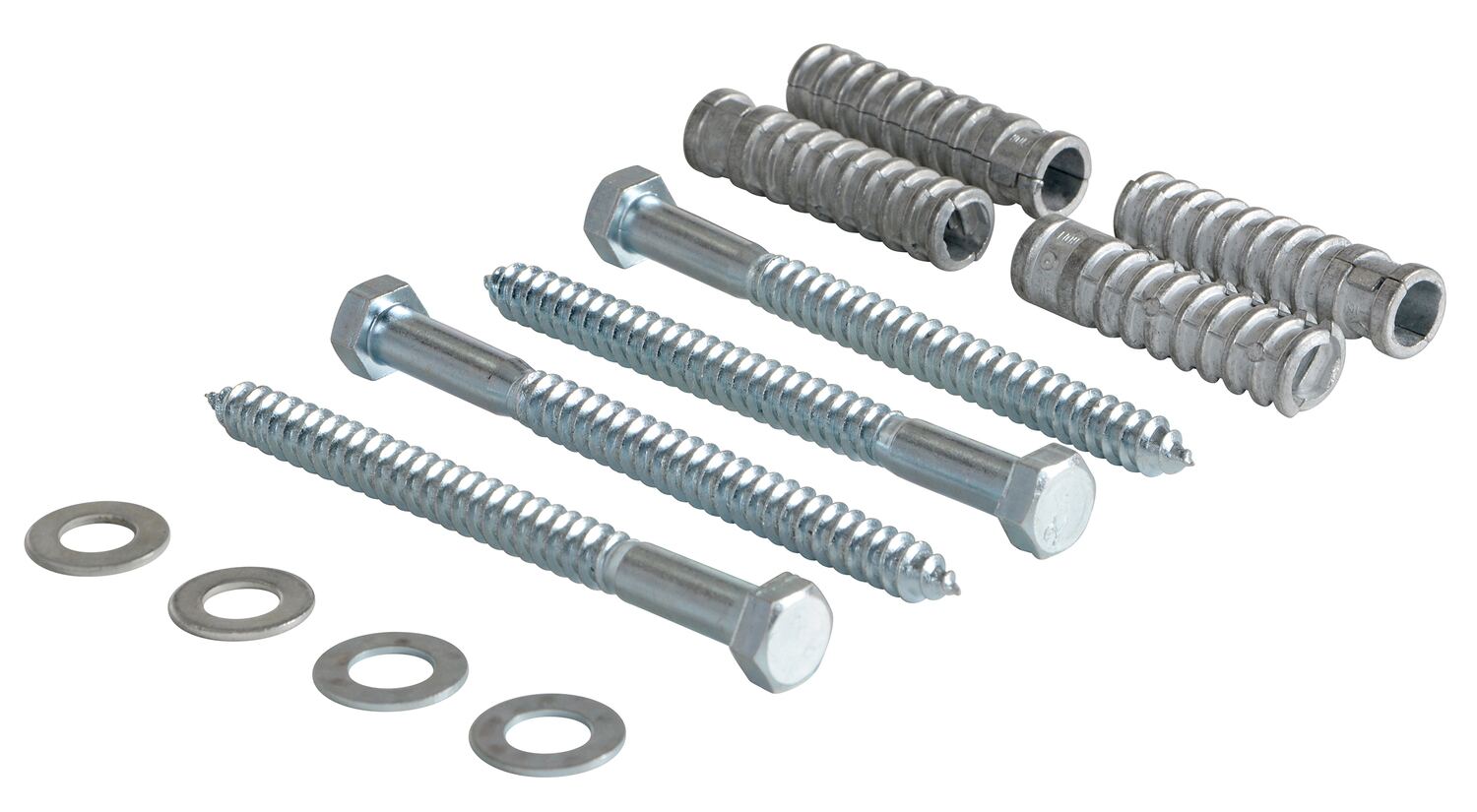 Vestil Steel - Q195 Concrete Car Stop Hardware Kit 4 Pack - Silver