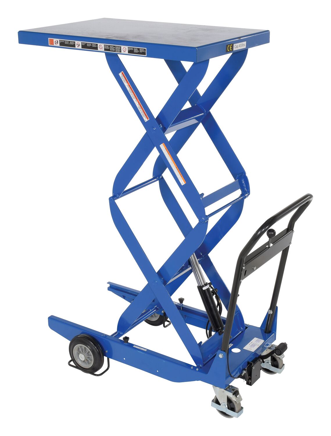 Vestil Steel Double Scissor Cart with Hand Release - 23-5/8 In. x 35-7/16 In. 400 lb - Blue