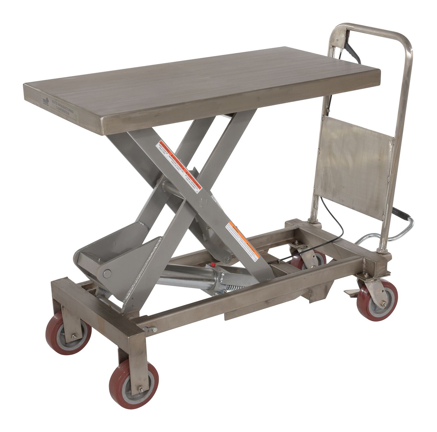 Vestil Partially Stainless Steel Hydraulic Elevating Cart - 39-1/2 In. x 20 In. 1750 lb - Blue