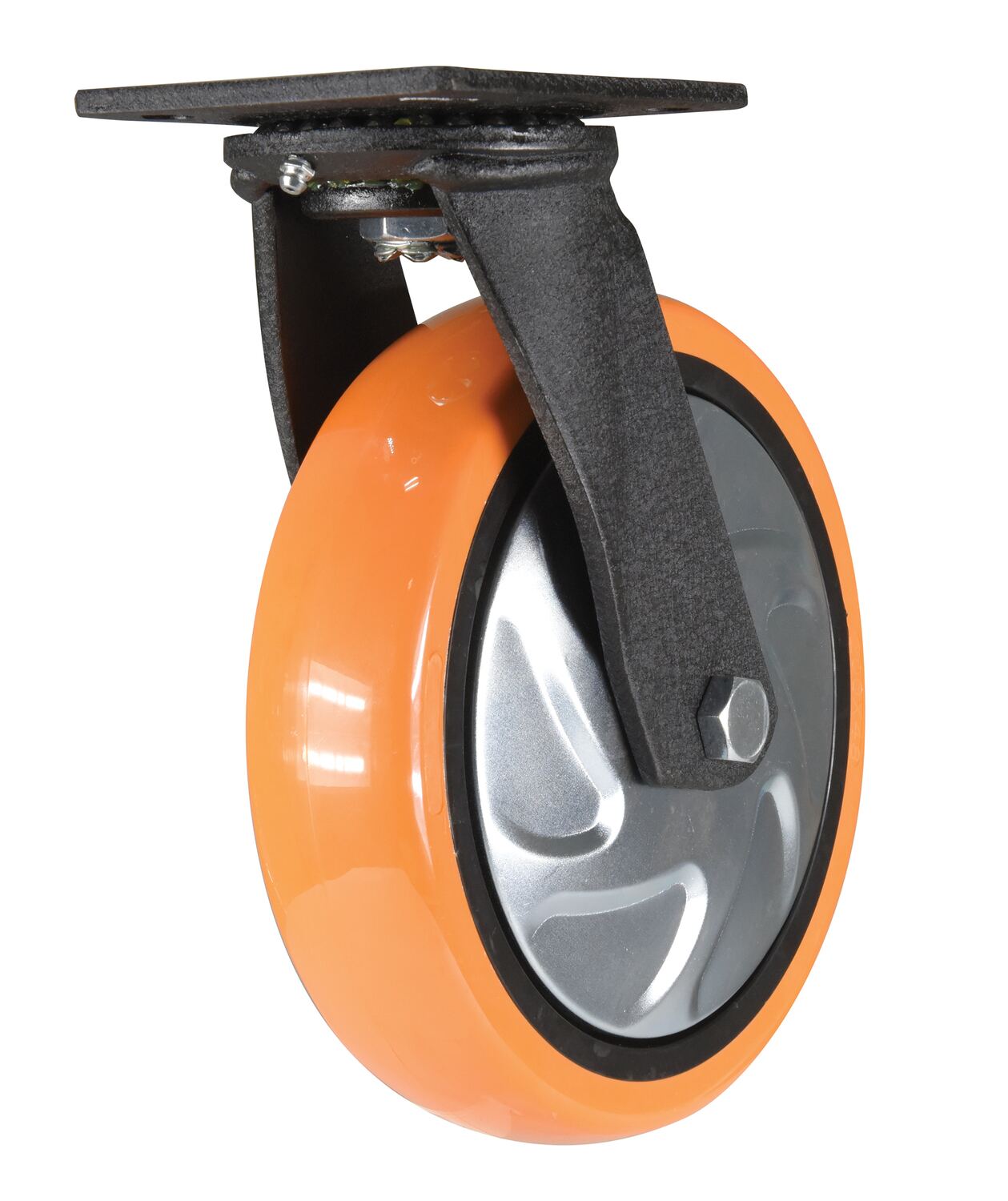 Vestil Polyurethane Swivel Caster - 8 In. Diameter x 2 In. Width 925 lb - Orange/Silver