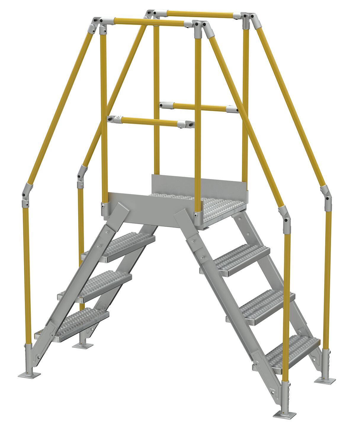 Vestil Aluminum Crossover Ladder 4 Step - 24 x 29-1/8 In. Platform 500 lb - Silver