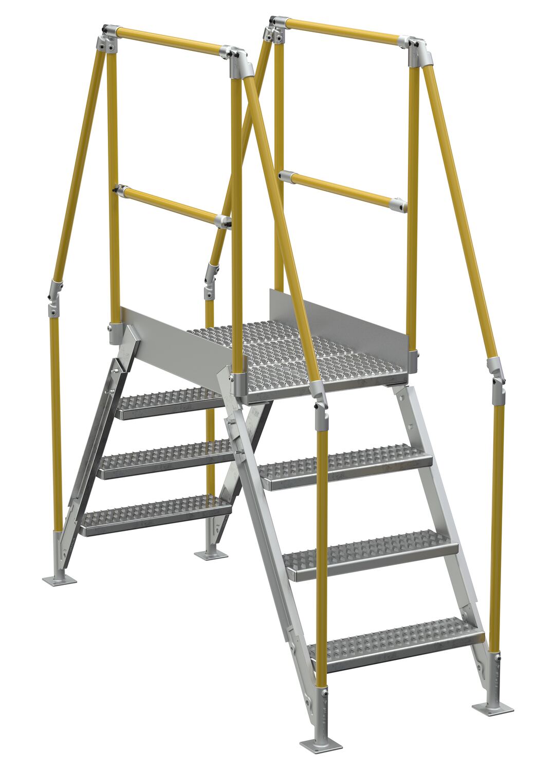 Vestil Aluminum Crossover Ladder 4 Step - 36 x 29-1/2 In. Platform 500 lb - Silver