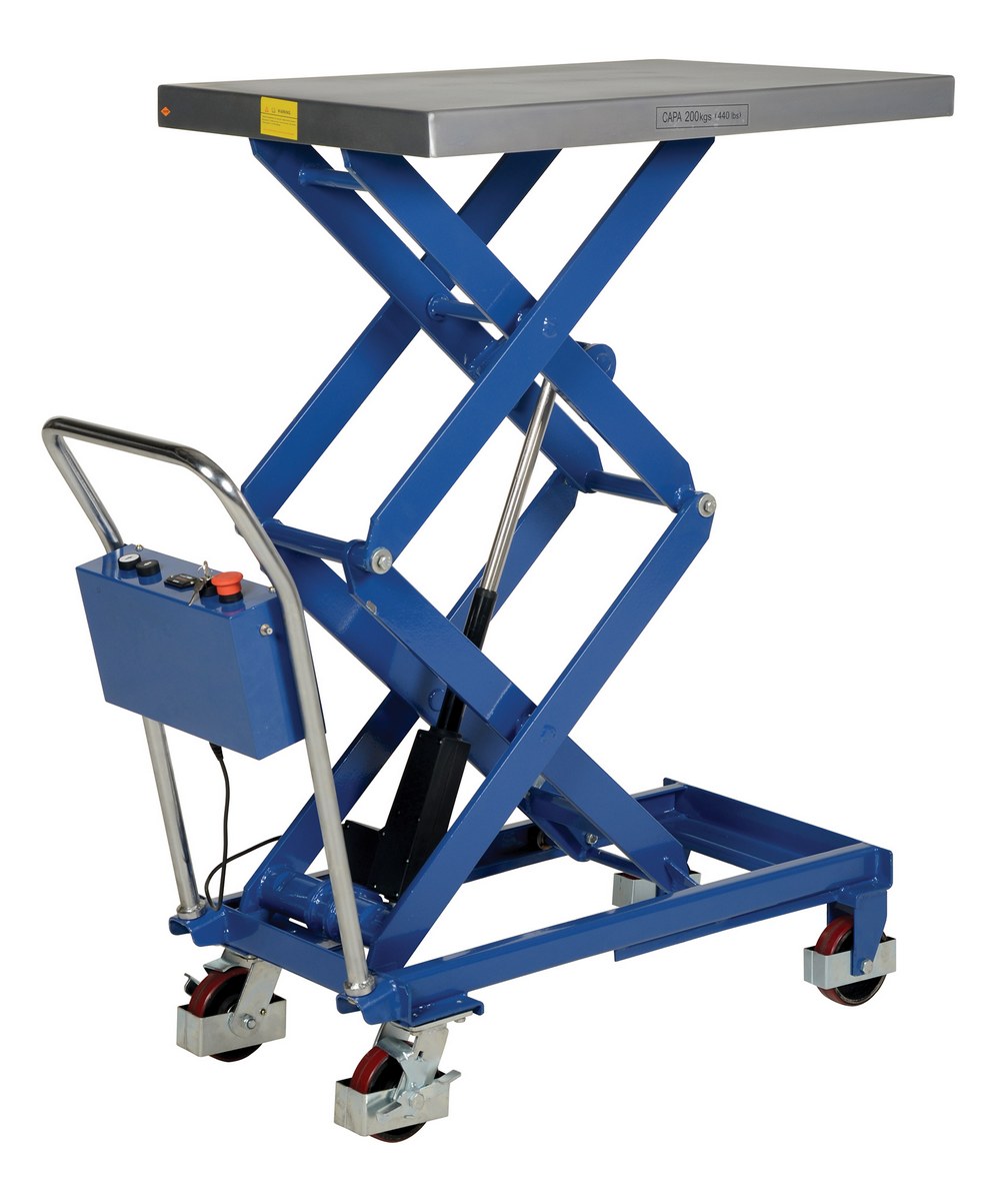 Vestil Steel Linear Elevating Double Scissor Cart - 23-5/8 In. x 35-1/2 In. 400 lb - Blue/Silver