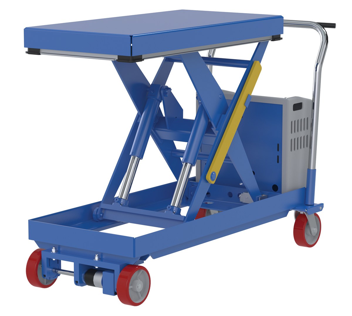 Vestil Steel Traction Drive Electric Hydraulic Elevating Cart - 20-3/8 In. x 40-3/8 In. 2000 lb - Blue