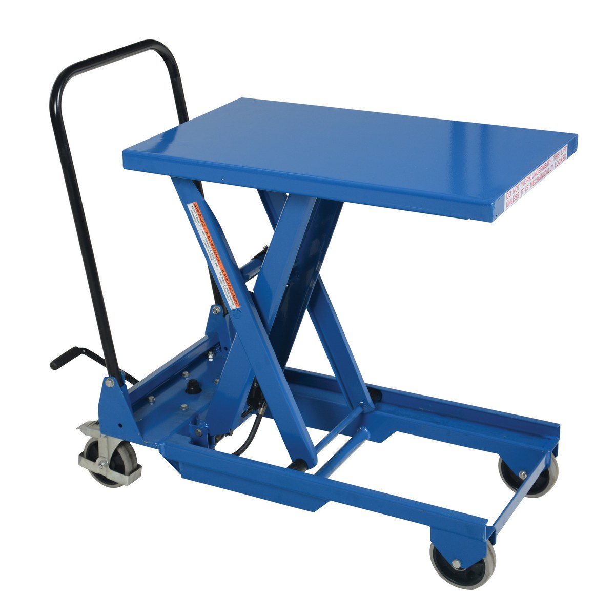 Vestil Steel Premium Double Scissor Cart with Foot Release - 18 In. x 30 In. 300 lb - Blue