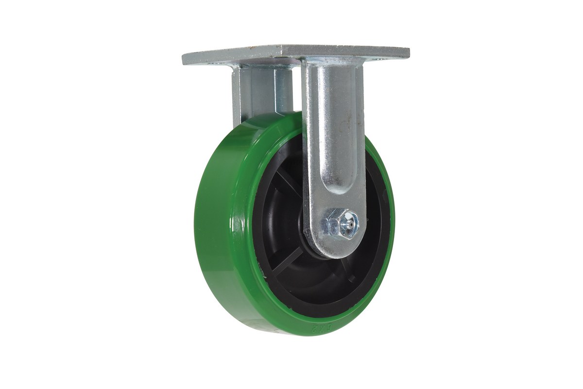 Vestil Polyurethane Rigid Caster With Hub - 6 In. Diameter x 2 In. Width 900 lb - Green/Black