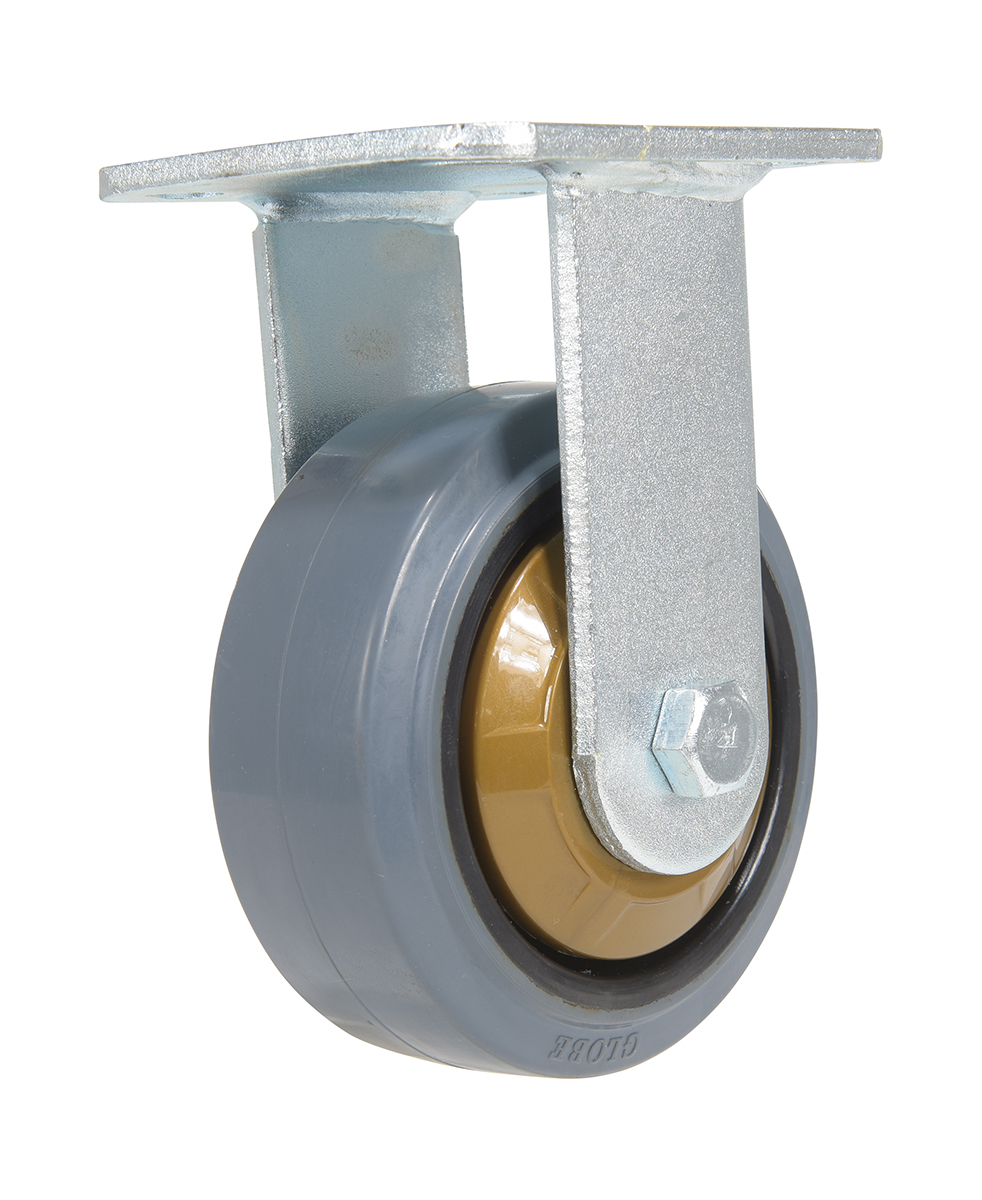 Vestil Rubber Rigid Caster - 5 In. Diameter x 2 In. Width 661 lb Dark - Gray/Gold