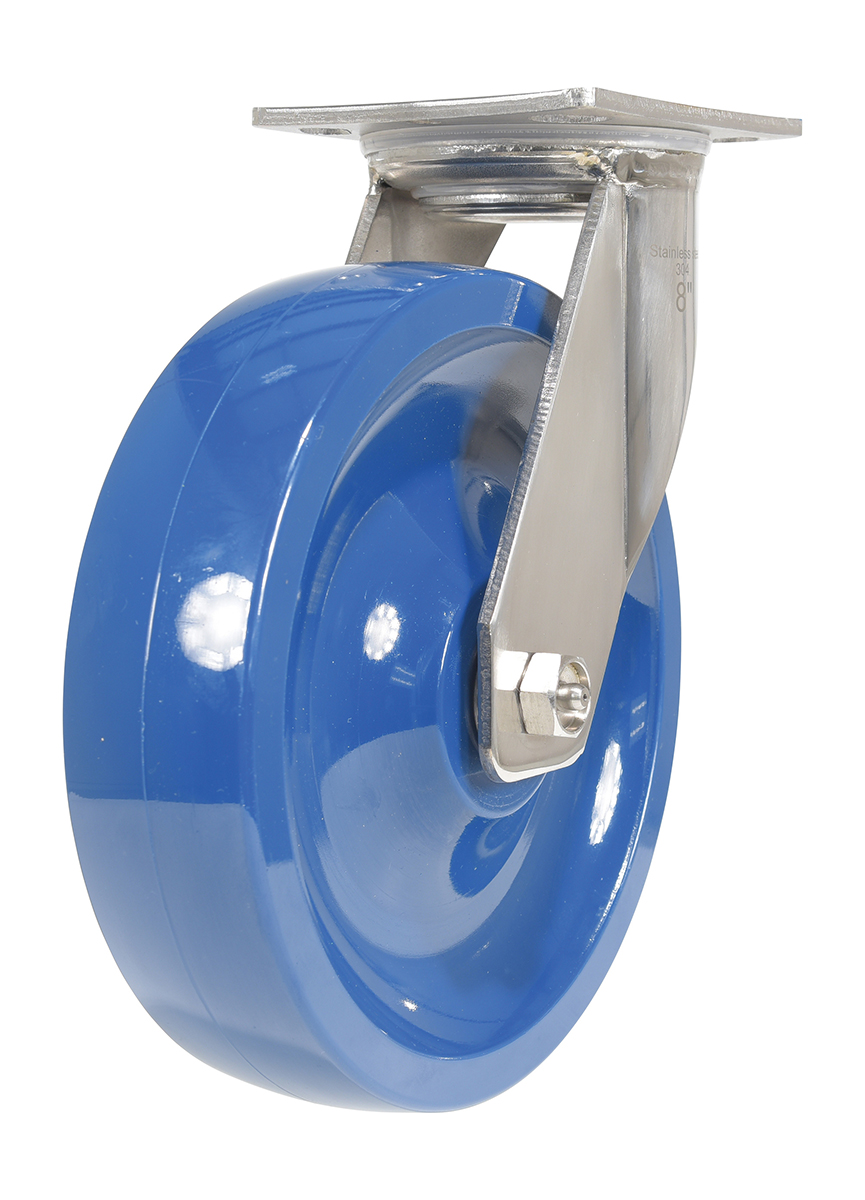 Vestil Solid Polyurethane Swivel Caster - 8 In. Diameter x 2 In. Width 1400 lb Dark - Blue