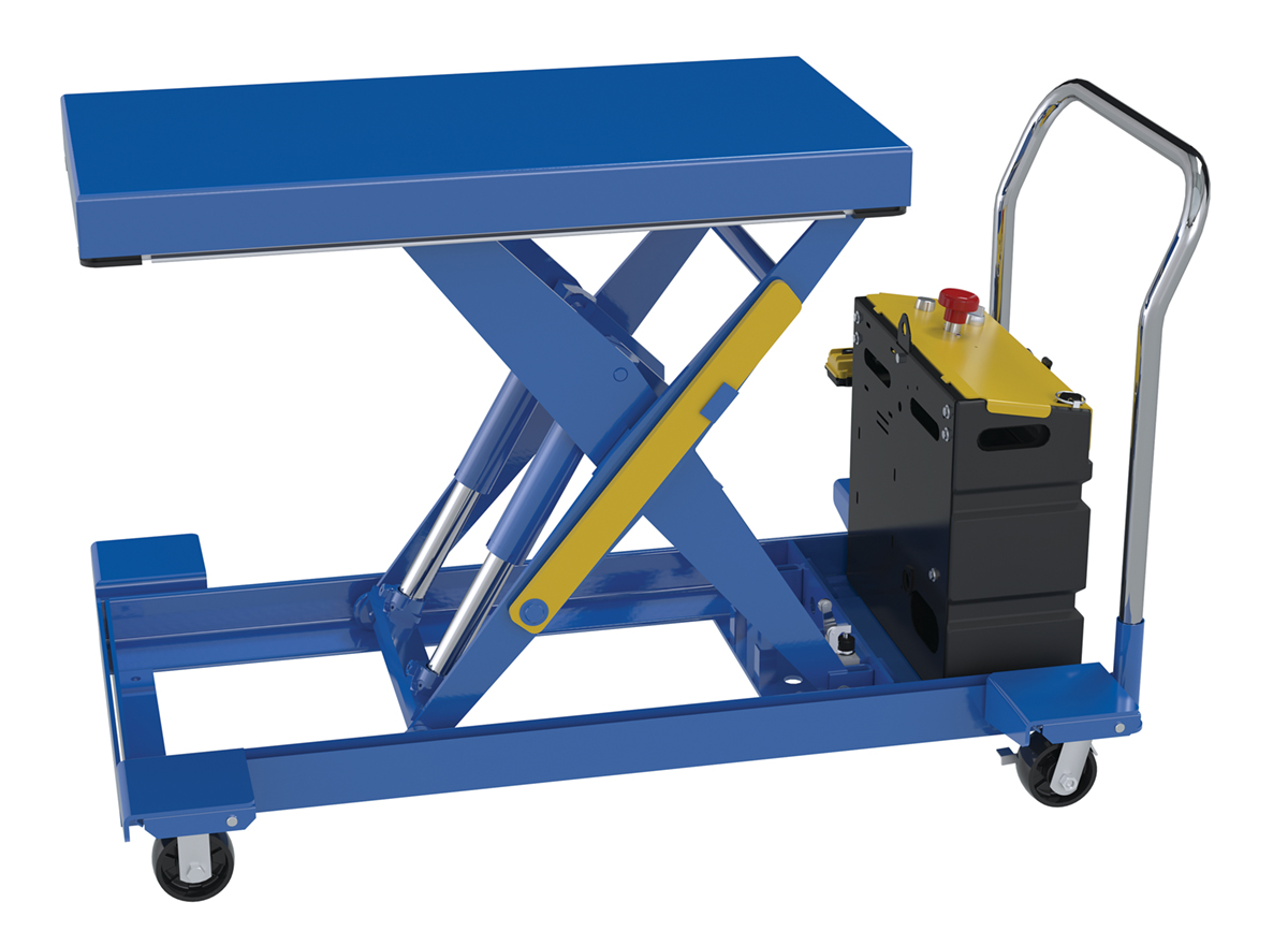 Vestil Steel DC Heavy Duty Low Profile Scissor Lift Cart - 20 In. x 40 In. Projections 2000 lb - Blue