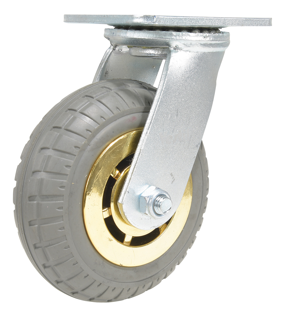 Vestil Flat-Free Swivel Caster - 6 In. Diameter x 2 In. Width 617 lb Dark - Gray/Gold