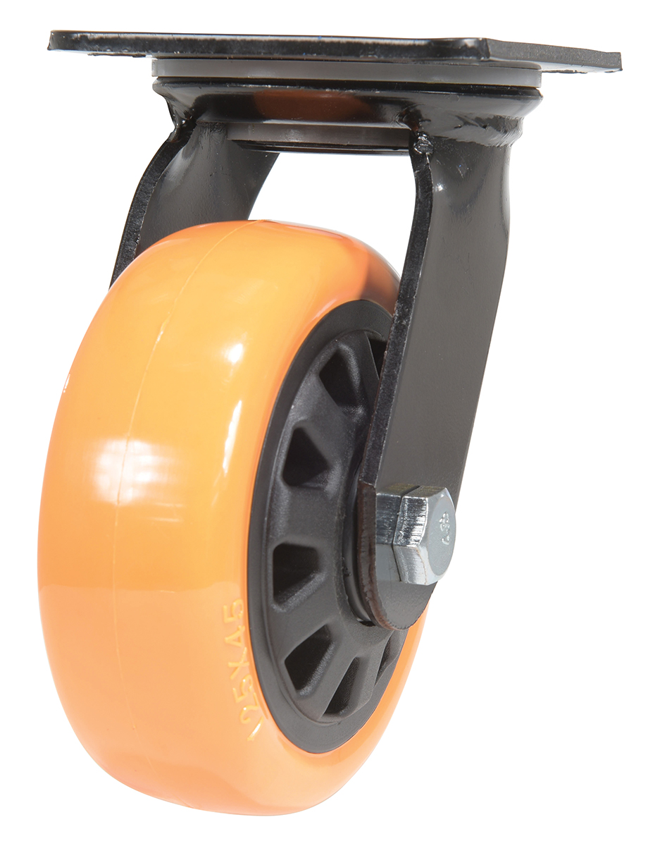 Vestil Polyurethane Swivel Caster - 5 In. Diameter x 2 In. Width 726 lb - Orange/Black